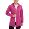 image:imagebaleaf Womens Long Fleece Jacket Full Zip Polar Fleece Hoodie Soft Lightweight Winter CoatRouge Pink