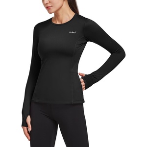 image:imagebaleaf Thermal Shirts for Women Long Sleeve Fleece Tops Winter RunningBlack
