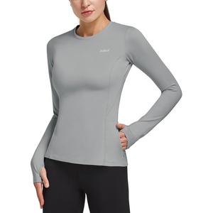 image:imagebaleaf Thermal Shirts for Women Long Sleeve Fleece Tops Winter RunningLight Gray