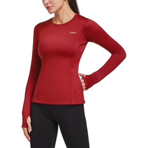 image:imagebaleaf Thermal Shirts for Women Long Sleeve Fleece Tops Winter RunningRed