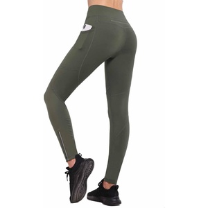 image:imagebaleaf Womens Fleece Lined Leggings Zip Pockets Water Resistant TightsAgreen
