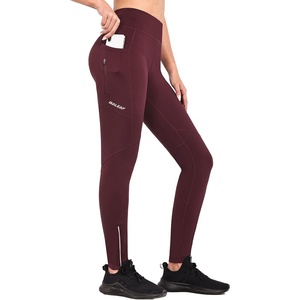 image:imagebaleaf Womens Fleece Lined Leggings Zip Pockets Water Resistant TightsAred