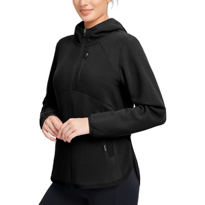 image:imagebaleaf Womens Fleece Thermal Jacket Hooded Polar Warm Winter Lightweight Jackets Cold Weather Running Hiking Casual OutdoorBlack