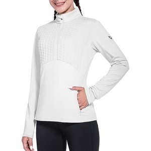 image:imagebaleaf Womens Horse Riding Shirts Long Sleeve Half Zip Pullover Fleece Jacket Winter Cold Weather Running GearWhite