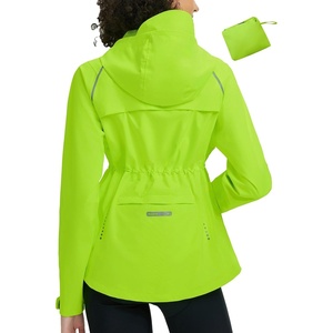 image:imagebaleaf Womens Rain Jacket Waterproof Packable Lightweight CyclingFluorescent Green