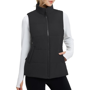 image:imagebaleaf Womens Running Puffer Vest Lightweight Winter Warm Vests Water Resistant Sleeveless Puffer JacketsBlack