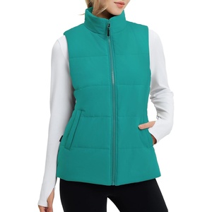 image:imagebaleaf Womens Running Puffer Vest Lightweight Winter Warm Vests Water Resistant Sleeveless Puffer JacketsGreen